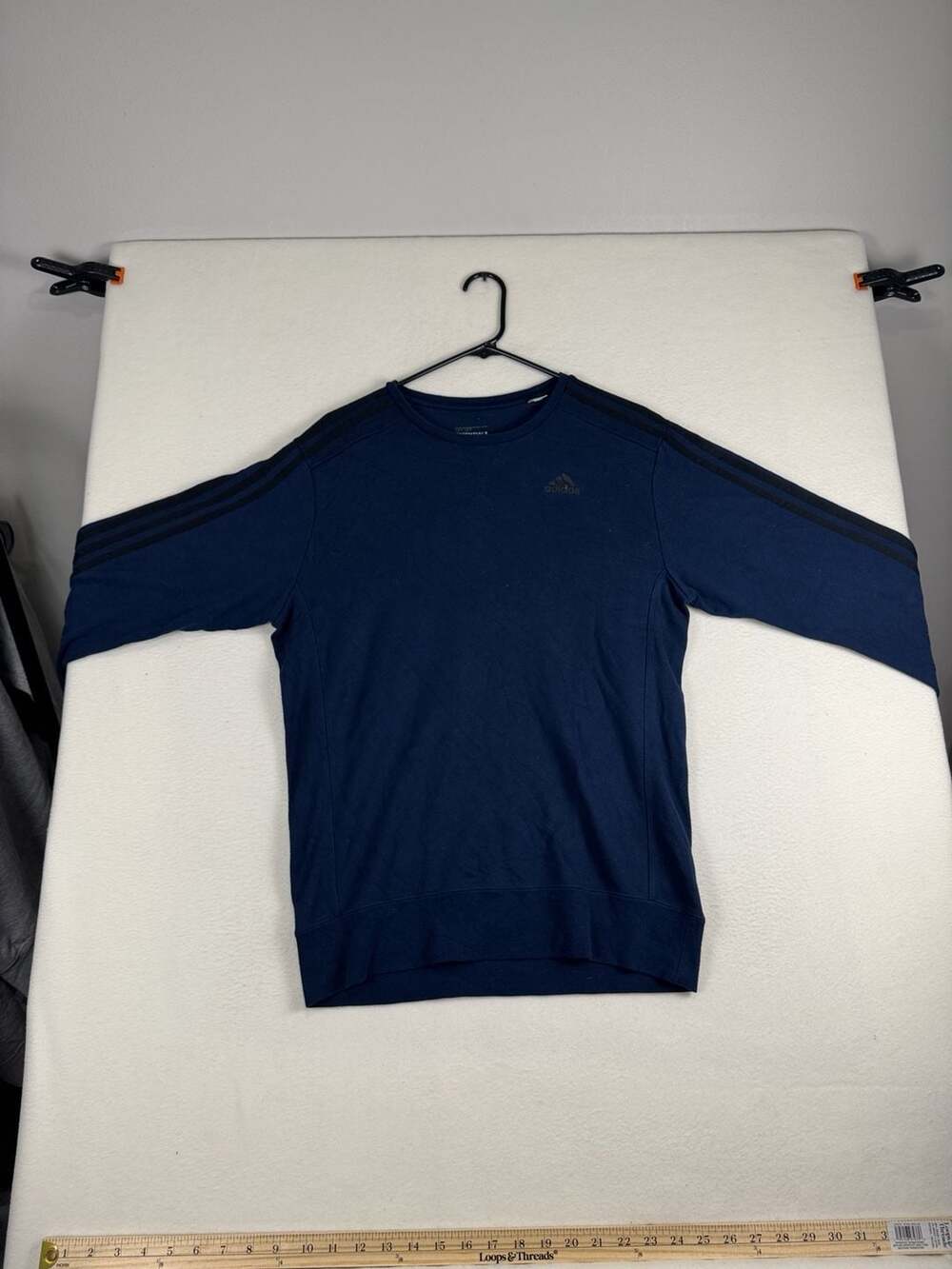 Adidas Sport Essentials Sweatshirt Size S Blue 3-Stripe Pullover